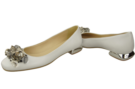Women's Pumps with Crystals Flat Natural Leather 216 ElitaBut