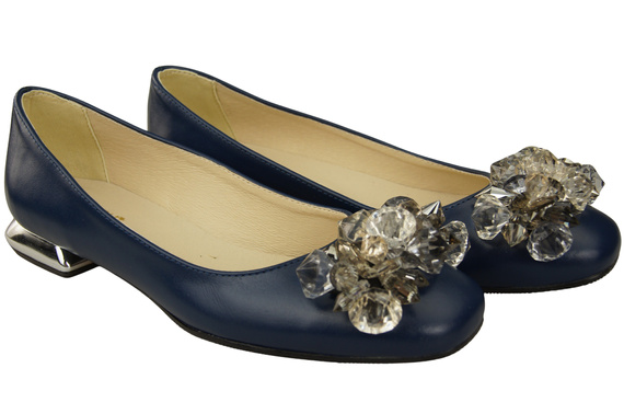 Women's Pumps with Crystals Flat Natural Leather 216 ElitaBut