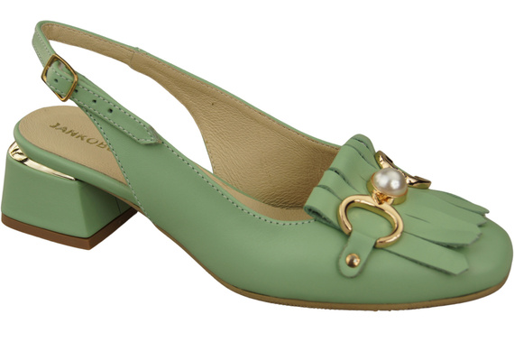 Obuwie Damskie Sandały Miętowe Ozdobione Frędzlami Skóra naturalna 208 ElitaBut