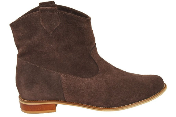 Obuwie Botki Damskie Wiosna / Jesień skóra naturalna welurowa Czekolada 132 L ElitaBut