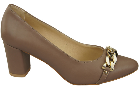 Classic Women's Pumps Shoes made of Natural Leather with a Gold Decorative Chain 200 ElitaBut