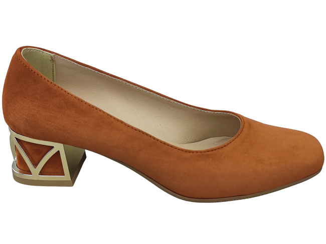 Comfortable Women's Shoes Pumps with Decorative Heel Natural Suede Leather 219 From ElitaBut