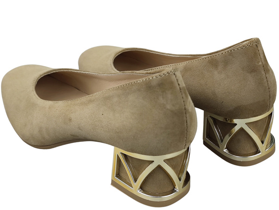 Comfortable Women's Shoes Pumps with Decorative Heel Natural Suede Leather 219 From ElitaBut