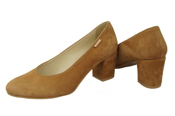 Obuwie Damskie Czółenka Rude Skóra Naturalna Zamszowa 125 ElitaBut