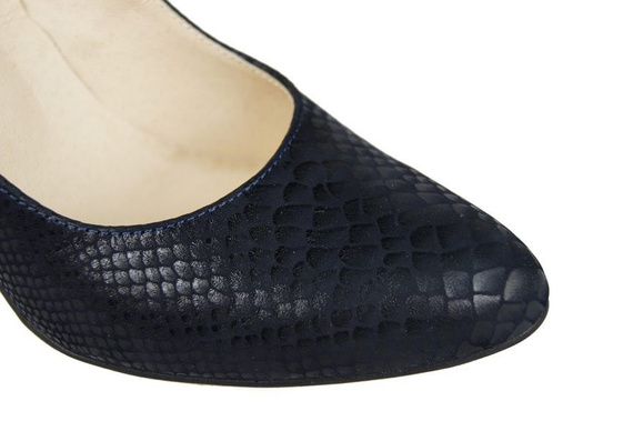 Obuwie Damskie Czółenka skóra naturalna motyw łuski Granatowe 926 ElitaBut