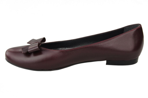 Obuwie Baleriny Damskie Bordo skóra naturalna 998 ElitaBut