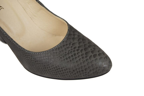 Obuwie Damskie Czółenka skóra naturalna motyw łuski Popielate 926 ElitaBut