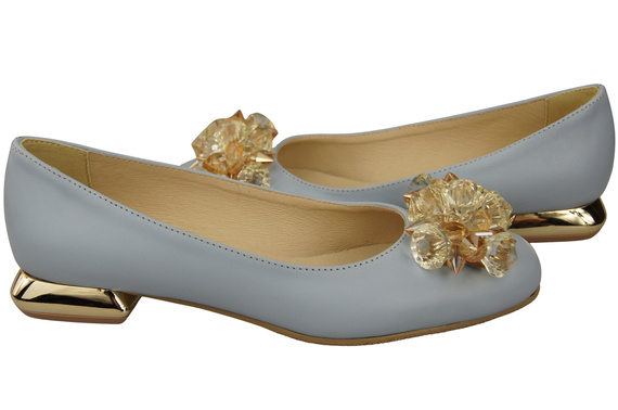 Women's Pumps with Crystals Flat Natural Leather 216 ElitaBut