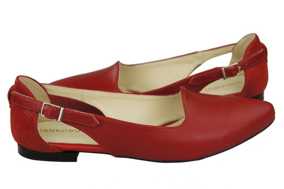 Obuwie Sandały Damskie Czerwone Skóra Naturalna 127 ElitaBut