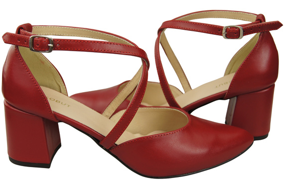 Elegant Leather Sandals with Open Sides on a Stable Heel 218 ElitaBut