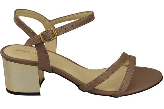 Obuwie Damskie Cappuccino Ciemne Skóra Naturalna 197 Sandały Zmysłowo Odsłaniające Stopę ElitaBut