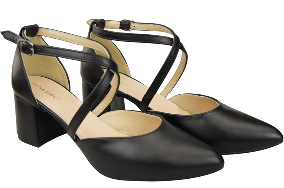 Elegant Leather Sandals with Open Sides on a Stable Heel 218 ElitaBut
