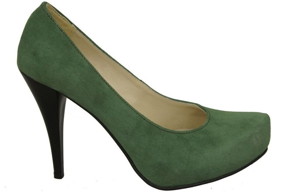 Obuwie Damskie Czółenka Butelkowy Skóra naturalna Zamszowa 644 ElitaBut