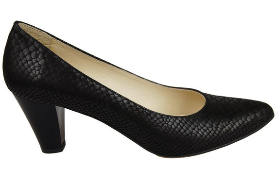 Obuwie Damskie Czółenka skóra naturalna motyw łuski Czarne 927 ElitaBut