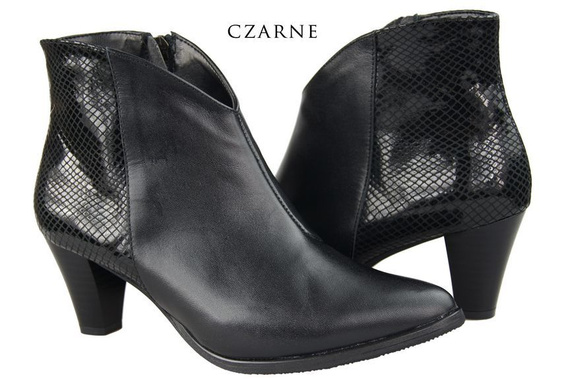 Obuwie Botki Damskie skóra naturalna Czarne 937 N Z ElitaBut