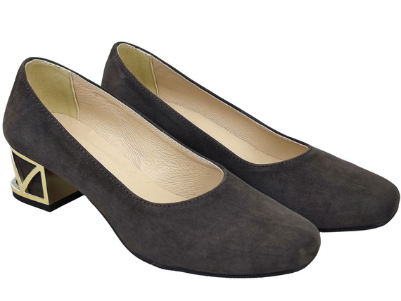 Comfortable Women's Shoes Pumps with Decorative Heel Natural Suede Leather 219 From ElitaBut