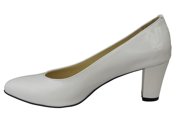 Obuwie Damskie Czółenka skóra naturalna Białe Lakier 974 ElitaBut