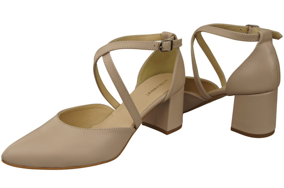 Elegant Leather Sandals with Open Sides on a Stable Heel 218 ElitaBut
