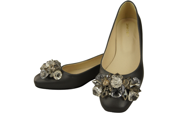 Women's Pumps with Crystals Flat Natural Leather 216 ElitaBut
