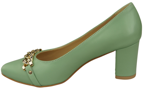 Classic Women's Pumps Shoes made of Natural Leather with a Gold Decorative Chain 200 ElitaBut