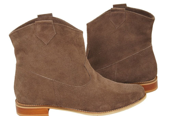 Obuwie Botki Damskie Wiosna / Jesień skóra naturalna welurowa Orzechowe 132 L ElitaBut