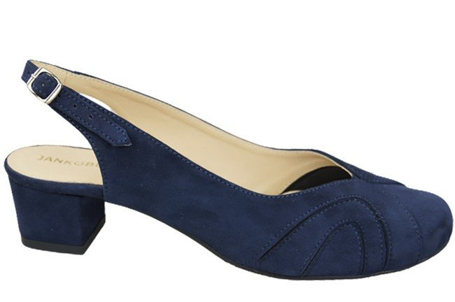 Obuwie Damskie Sandały skóra naturalna Zamszowa Granatowe 842 Z ElitaBut