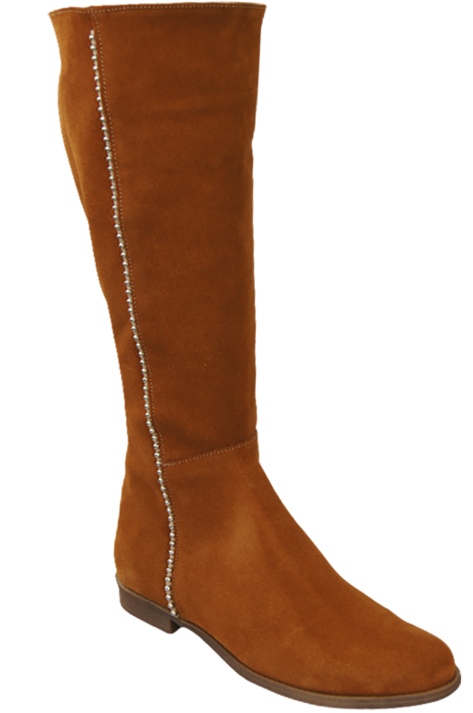 Obuwie Kozaki Damskie Rude skóra naturalna Welurowa 153 ElitaBut