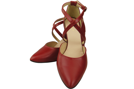 Elegant Leather Sandals with Open Sides on a Stable Heel 218 ElitaBut