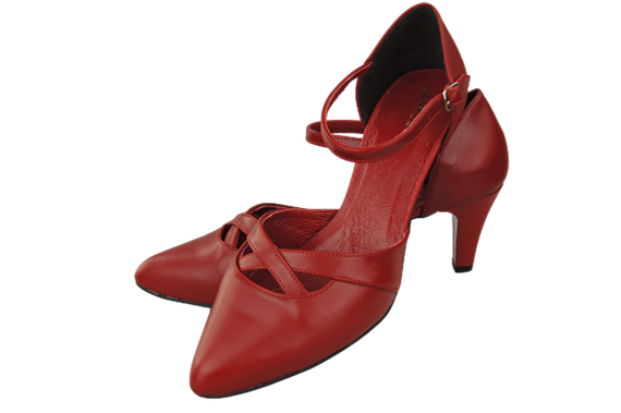 Obuwie Damskie Sandały Czerwone Skóra Naturalna 151 ElitaBut