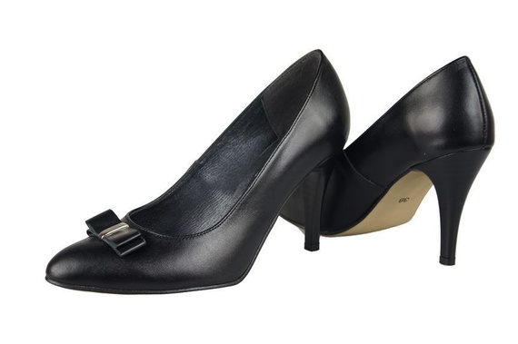 Obuwie Damskie Czółenka skóra naturalna Czarne 788 ElitaBut