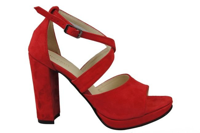 Obuwie Damskie Sandały Czerwone skóra naturalna Zamszowa 114 ElitaBut