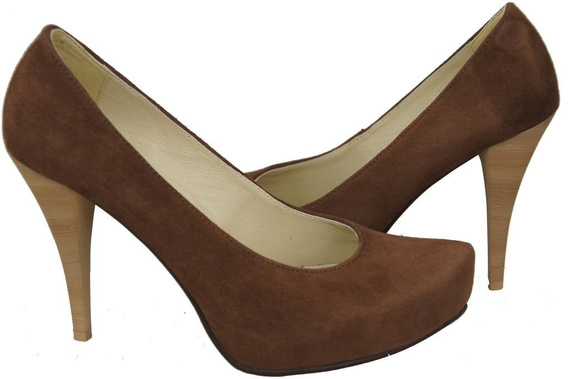 Obuwie Damskie Czółenka Brąz Skóra naturalna Zamszowa 644 ElitaBut