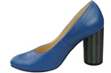 Obuwie Damskie Czółenka Niebieskie Skóra naturalna Kolorowy Ozdobny Obcas 194 ElitaBut