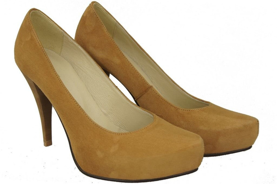 Obuwie Damskie Czółenka Rude Skóra naturalna Zamszowa 644 ElitaBut