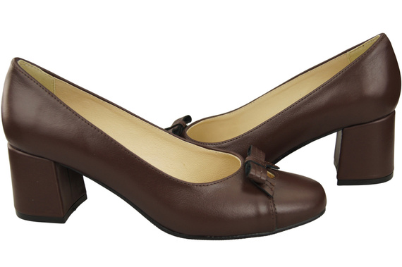 Women's Pumps with a Bow, Natural Leather and Low Heel 203 ElitaBut