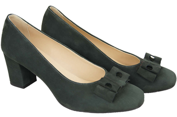 Obuwie Damskie Czółenka Grafitowe Skóra naturalna zamszowa 163 ElitaBut