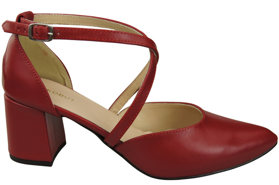 Elegant Leather Sandals with Open Sides on a Stable Heel 218 ElitaBut