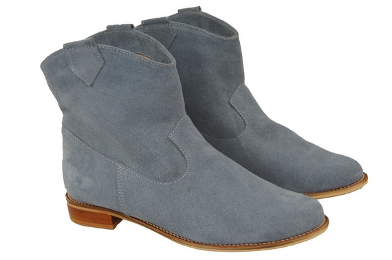 Obuwie Botki Damskie Wiosna / Jesień skóra naturalna welurowa Popielate 132 L ElitaBut