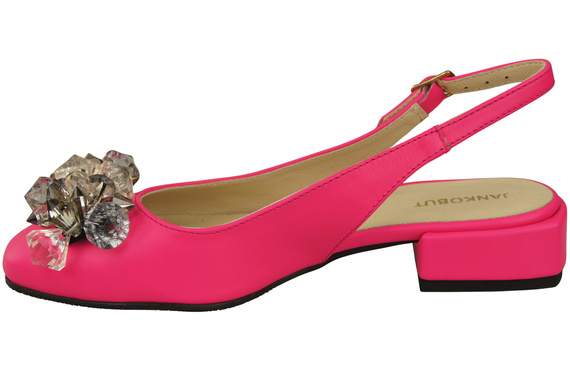 Obuwie Damskie Sandały Neonowy Róż z Kryształkami Skóra naturalna 215 ElitaBut