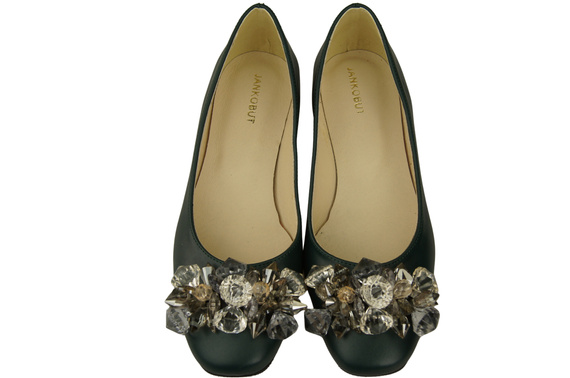 Women's Pumps with Crystals Flat Natural Leather 216 ElitaBut