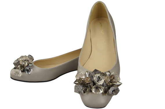 Women's Pumps with Crystals Flat Natural Leather 216 ElitaBut
