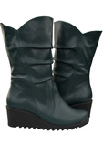 Obuwie Botki Damskie Koturna Zima skóra naturalna Malachitowy 140 ElitaBut