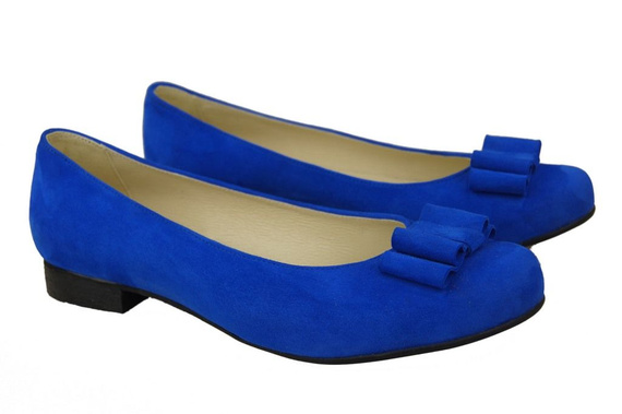 Obuwie Damskie Baleriny Lazurowy skóra naturalna Zamszowa 126 ElitaBut