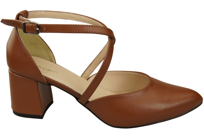 Elegant Leather Sandals with Open Sides on a Stable Heel 218 ElitaBut