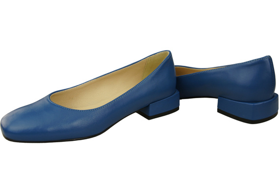 Wygodne Obuwie Damskie Czółenka Niebieskie Płaskie Skóra naturalna 204 ElitaBut