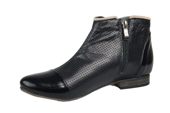 Obuwie Botki Ażurowe Damskie skóra naturalna Czarne 821 ElitaBut