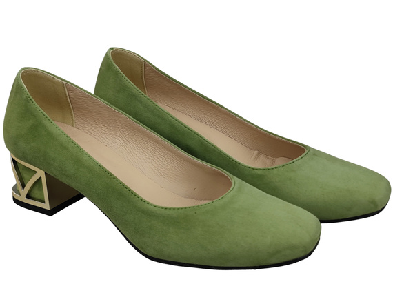 Comfortable Women's Shoes Pumps with Decorative Heel Natural Suede Leather 219 From ElitaBut