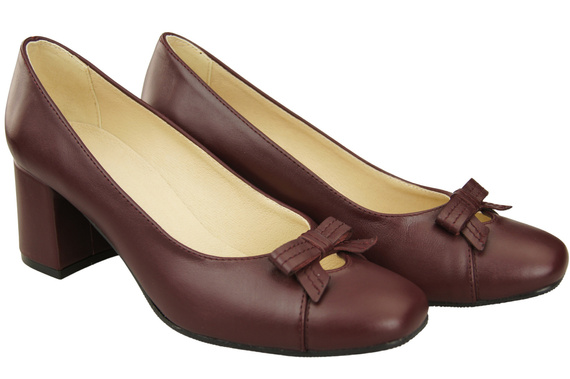 Women's Pumps with a Bow, Natural Leather and Low Heel 203 ElitaBut