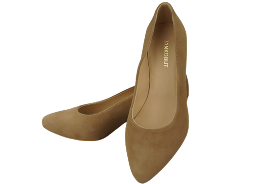 Obuwie Damskie Czółenka Oliwkowe Skóra naturalna zamszowa Ozdobny Obcas 158 Z ElitaBut