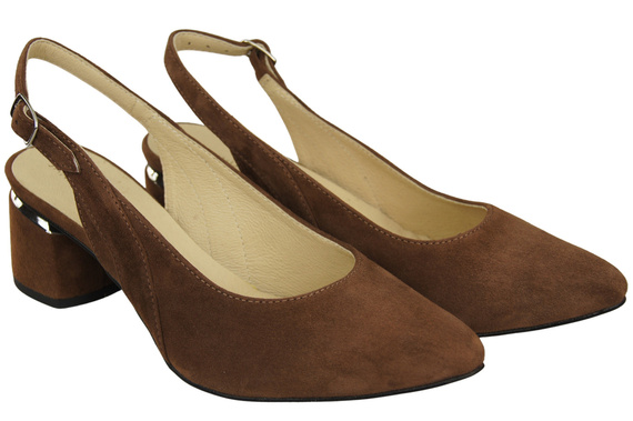 Sandały Damskie z Naturalnej Skóry Zamszowej Brązowe Elegancja i Komfort 196 Z ElitaBut